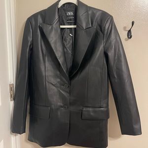 Zara Leather Blazer Jacket